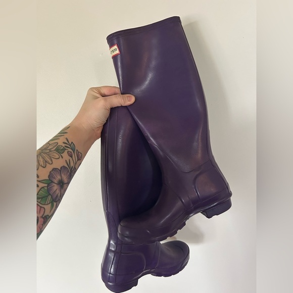 Hunter Purple Rain Boots Knee High Waterproof Womens Size 5 Wellies Bluckle - Picture 8 of 10